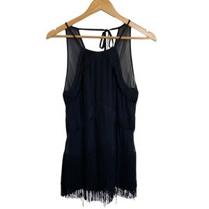 Karen Millen halter Fringe Silk Blouse